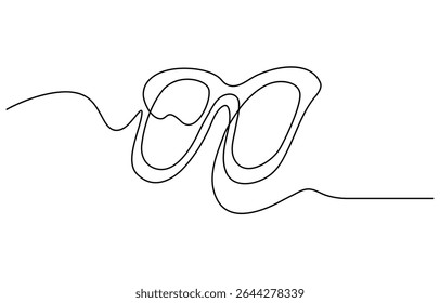 Glasses icon line continuous drawing vector. One line eyeglasses icon vector background, Glasses for sun protection.One continuous line, minimum one line.