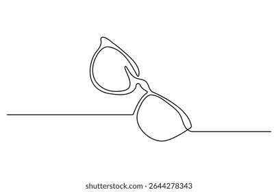 Glasses icon line continuous drawing vector. One line eyeglasses icon vector background, Glasses for sun protection.One continuous line, minimum one line.