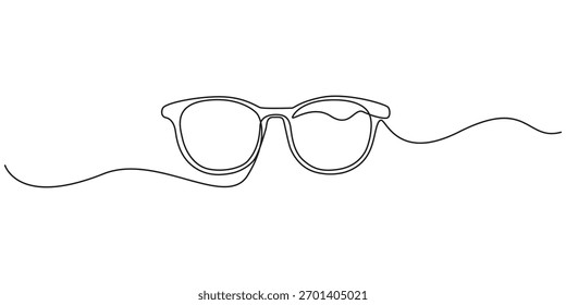Vector de dibujo continuo de línea de iconos de gafas. Una línea de fondo de Vector de gafas. icono de gafas. Esquema continuo de las gafas