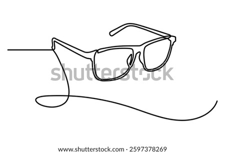Glasses icon line continuous drawing vector. One line Glasses vector background. Continuous outline of a eyeglasses, Doodle outline icon. Eye frame minimal hand drawn illustration.