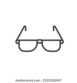 Gafas, icono en diseño de línea. Gafas, gafas, lentes, óptica, marco, visión, gafas sobre fondo blanco Vector. Icono de trazo editable de gafas