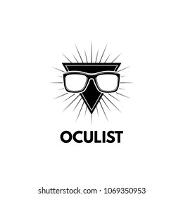Glasses icon. Oculist logo label. Triangle. Eyeglasses Vector illustration Beams