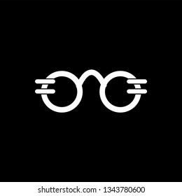 Glasses Icon On Black Background. Black Flat Style Vector Illustration.