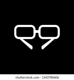Glasses Icon On Black Background. Black Flat Style Vector Illustration.