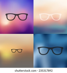 glasses icon on blurred background