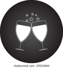 ?linking glasses icon on colorful background