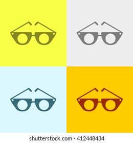 Glasses Icon on Four Different Backgrounds. Eps-10.