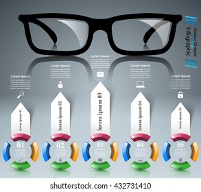 Glasses icon on the grey background. Business Infographics origami style Vector illustration.