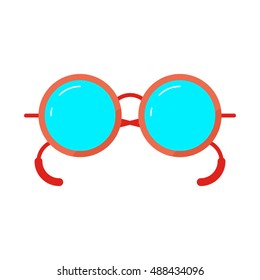 Glasses Icon on white background with highlights. Eyeglass. Spectacles. Vision. Look. Eyes. An isolated object in modern style. Hipster style. Vintage. Flat thing. Fashionable design. Poor eyesight.