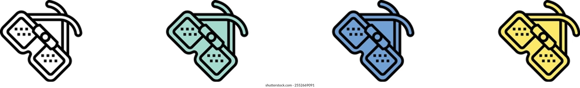 glasses icon. Outline, Green, Blue and Yellow Style Design Isolated On White Background