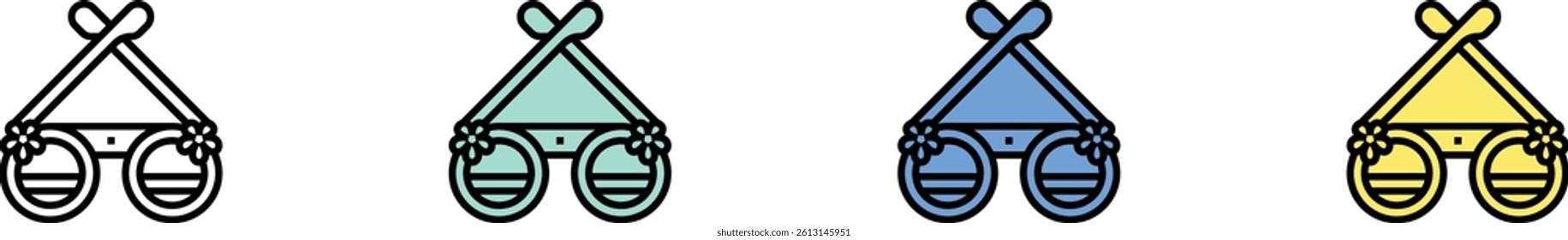 glasses icon. Outline, Green, Blue and Yellow Style Design Isolated On White Background