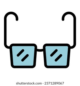 Vector de contorno de icono de lentes. Visión ocular. Colores de estado de caída