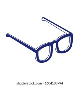 glasses icon over white background, flat design, vector illustration
