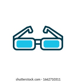 glasses icon over white background, half color style, vector illustration