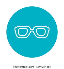 glasses icon over white background, block style, vector illustration