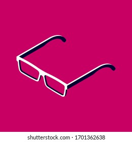 glasses icon pink background vector illustration