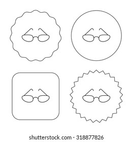 Glasses icon. Reading accessory sign. Flat circle, star and emblem buttons. Labels design. Vector