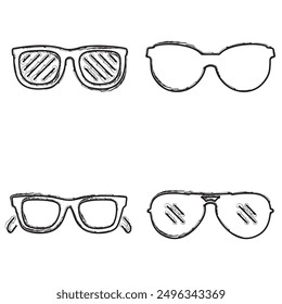 glasses icon set, brush strokes on a white background. Vector illustration.