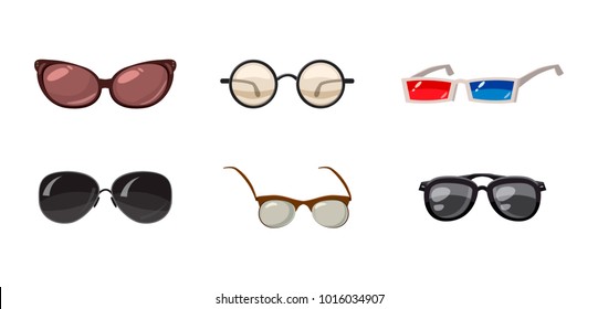Glasses icon set  Cartoon set glasses vector icons for web design isolated white background