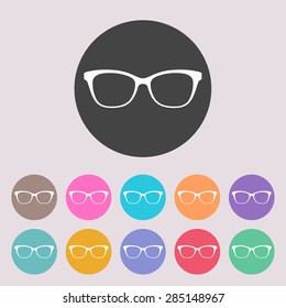  Glasses Icon. Set of colored icons.