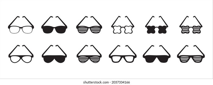 Glasses icon set. Eyeglasses icons vector set. Cool and unique eye glasses icon illustration.