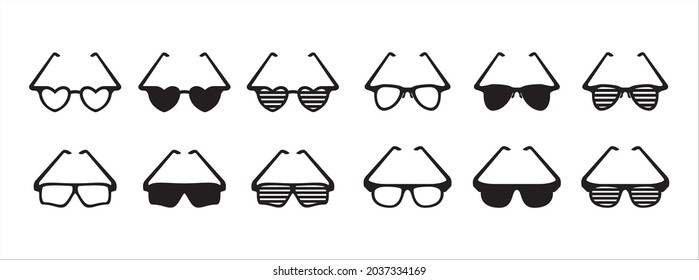 Glasses icon set. Eyeglasses icons vector set. Cool and unique eye glasses icon illustration.