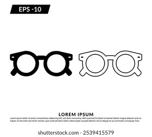 Conjunto de iconos de gafas. Icono del Vector de las gafas, gráfico del Vector, signo editable del contorno del trazo, eps 10.