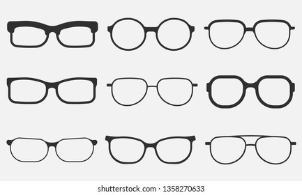 glasses icon set isolated on white background. Vector illustration.