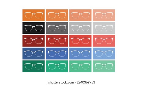 Glasses Icon Set. Set of square flat illustration of glasses signs