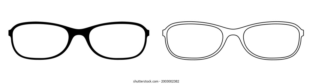 Glasses icon. Set of sunglasses icons. Vector illustration. Sunglasses vector icons. Black linear glasses icons