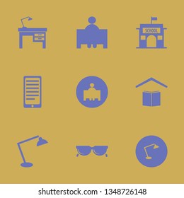 glasses icon set with sunglasses, school and phone conversation vector illustration