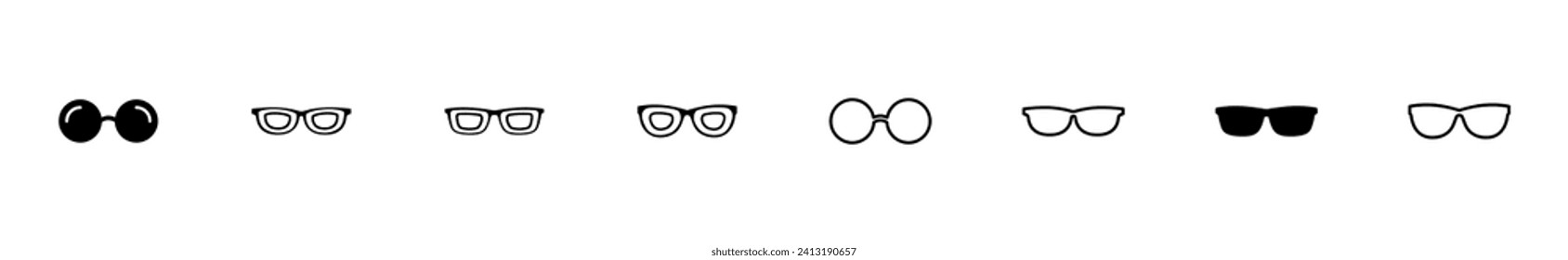 Conjunto de iconos de lentes. Icono vectorial de vidrio