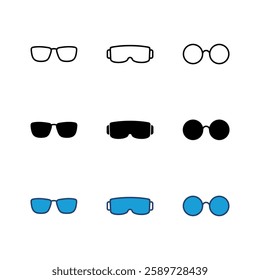 Glasses icon set. Glasses vector icon