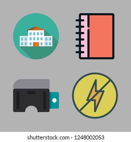 glasses icon set. vector set about flash, writer, virtual reality and school icons set.