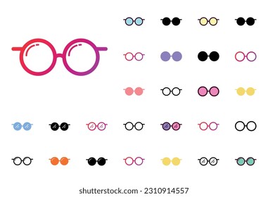 Glasses Icon Set Vector Illustration