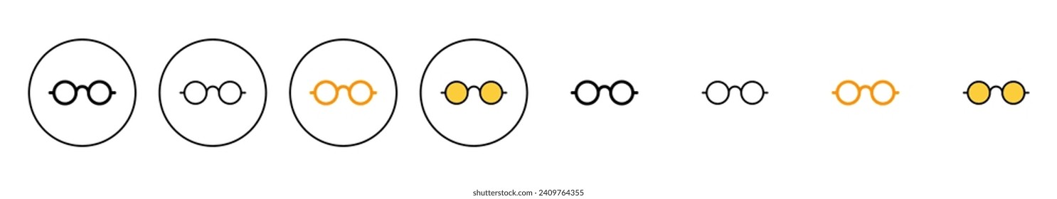 Vector de conjunto de iconos de lentes. Signo y símbolo de lentes