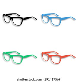 glasses icon with shadow - colored vector set
