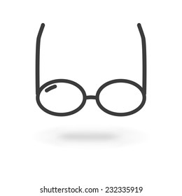 Glasses icon with  shadow isolated on  white background