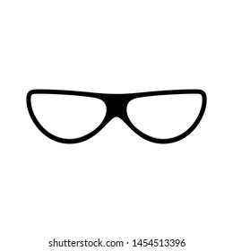 Glasses icon. Silhouette of glasses, isolated white background. Modern cool graphic design. Black retro plastic eyeglasses. Old style accessory for eye protection. Fashion element Vector illustration