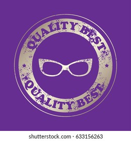 glasses icon.  Stamp with text. Quality  best