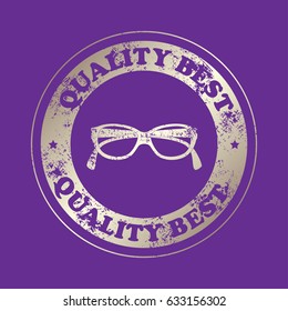 glasses icon.  Stamp with text. Quality  best