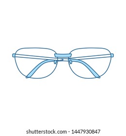 Glasses Icon. Thin Line With Blue Fill Design. Vector Illustration.