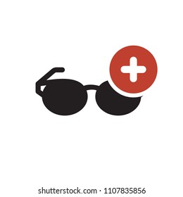 Glasses icon, Tools and utensils icon with add sign. Glasses icon and new, plus, positive symbol. Vector illustration
