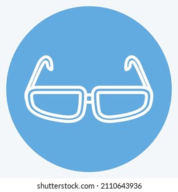 Glasses Icon in trendy blue eyes style isolated on soft blue background