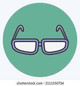 Glasses Icon in trendy color mate style isolated on soft blue background