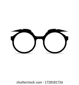 Vector de iconos de lentes con cejas. Ilustración de imágenes de gafas de sol