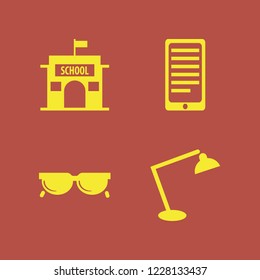 glasses icon. glasses vector icons set desk table lamp, school, phone conversation and sunglasses
