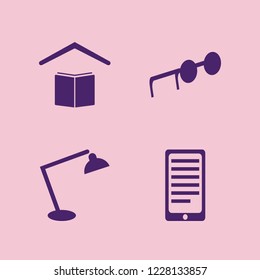 glasses icon. glasses vector icons set phone conversation, school, desk table lamp and sunglasses