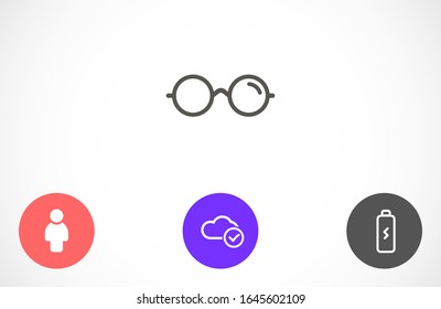 Glasses Icon. Vector illustration. Elements for design. Glasses Icon on blue background.flat eye glasses icon symbol sign, logo template, vector, eps 10