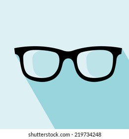 Glasses Icon. Vector illustration. Elements for design. Glasses Icon on blue background.